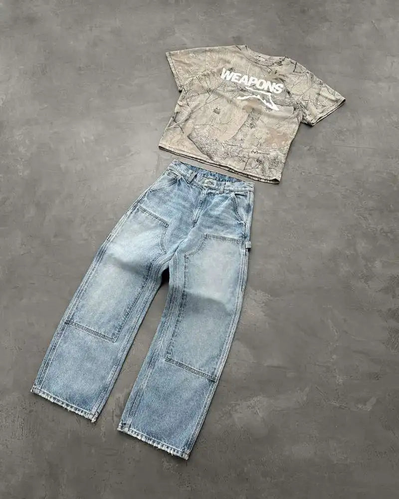 Wide Leg Classic Denim Pants