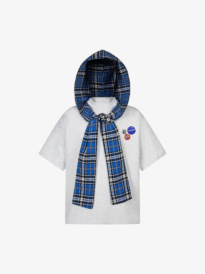 Plaid Hooded Patch Shirt