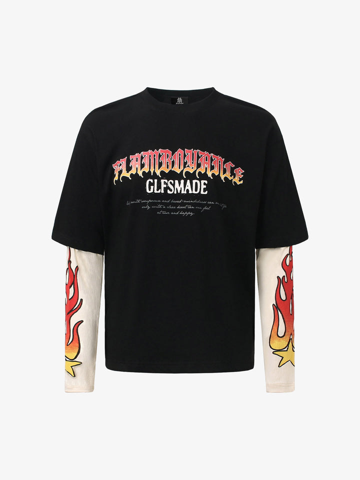 Glfsmade Flame Gradient Letter Long Sleeve