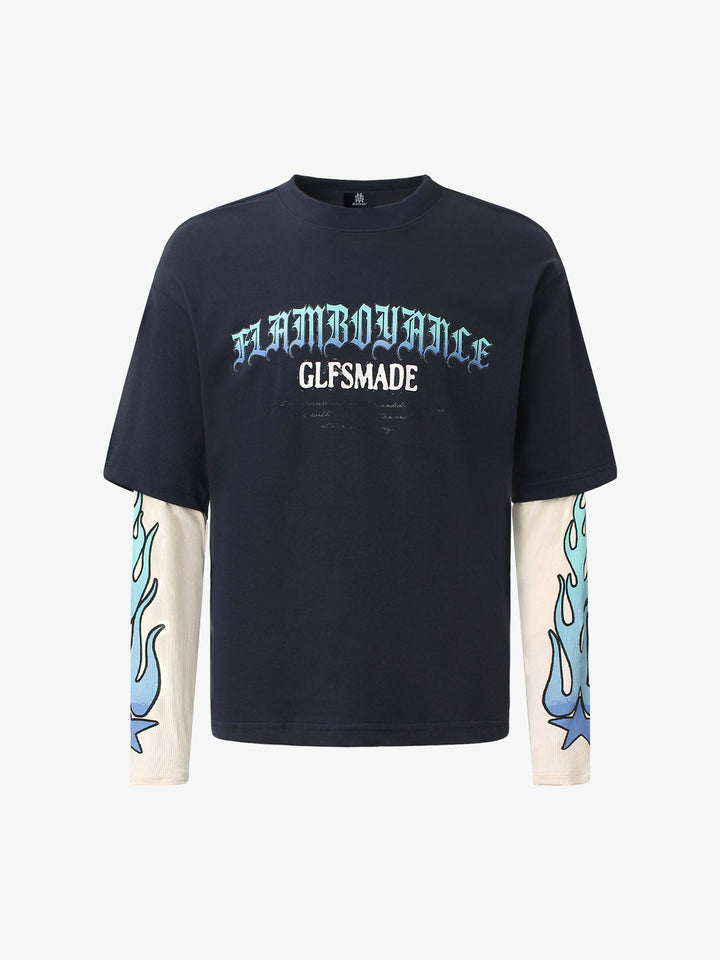 Glfsmade Flame Gradient Letter Long Sleeve