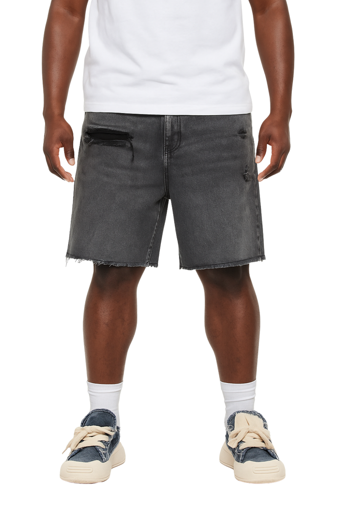Distressed Edge Denim Shorts