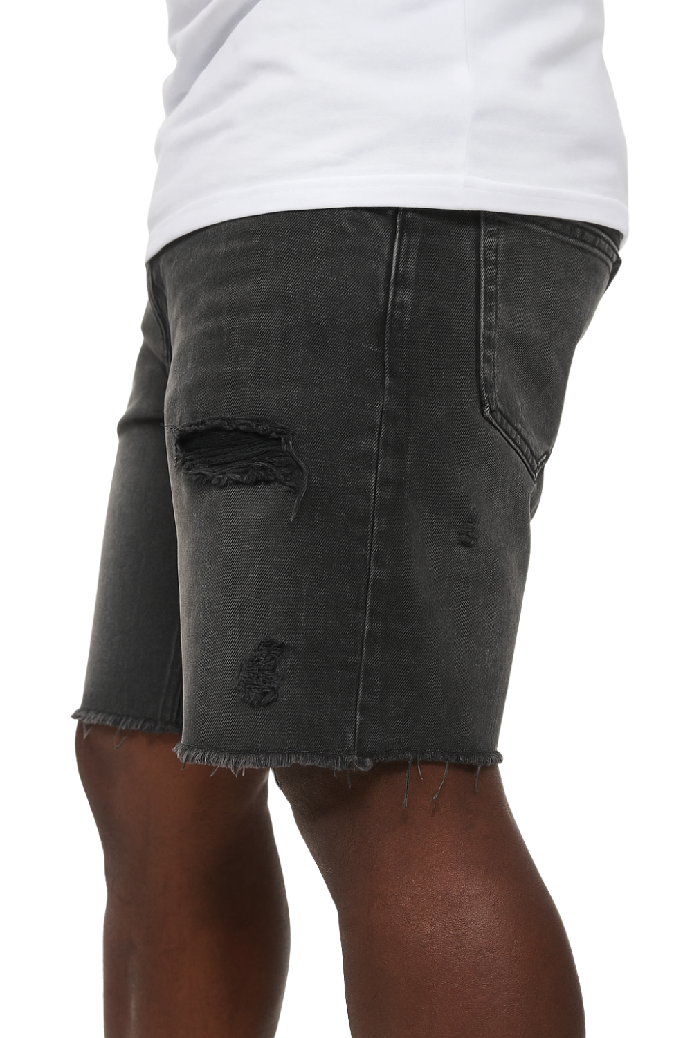 Distressed Edge Denim Shorts