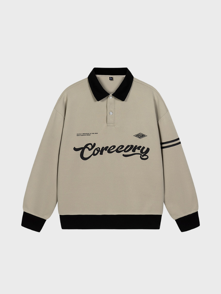 Collar Varsity Polo Sweatshirt