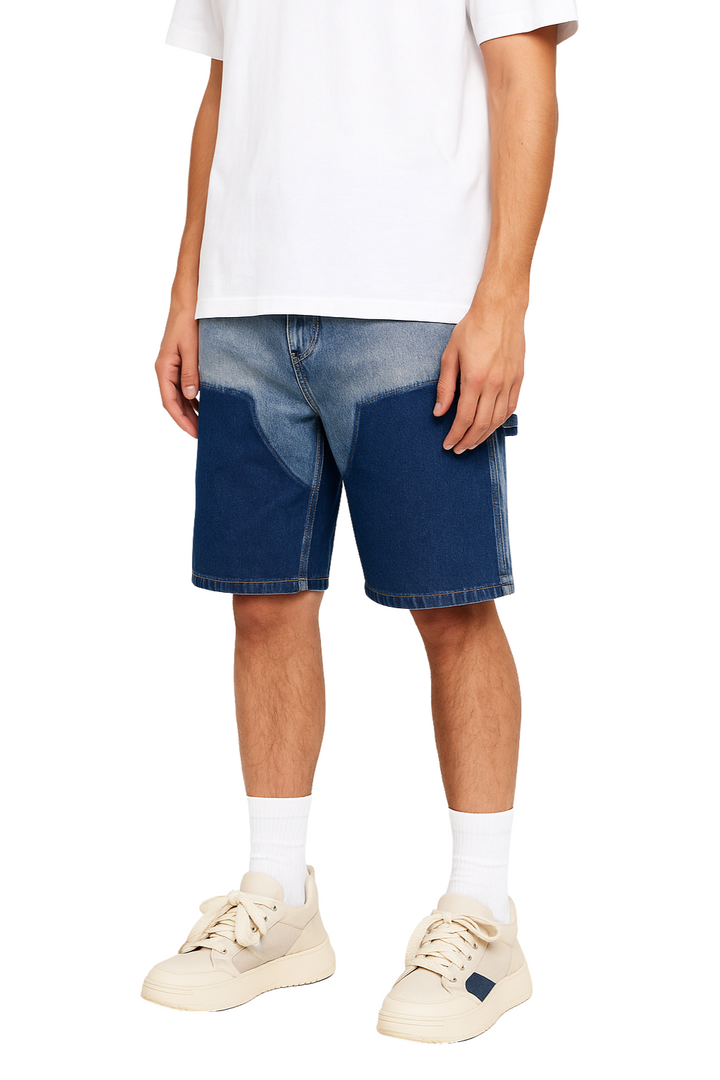 Panel Denim Shorts