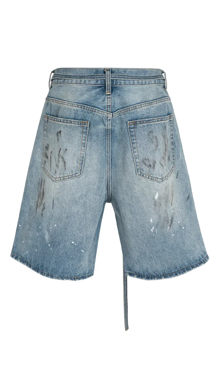 Splatter Denim Shorts
