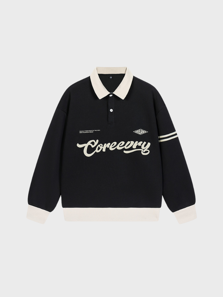 Collar Varsity Polo Sweatshirt