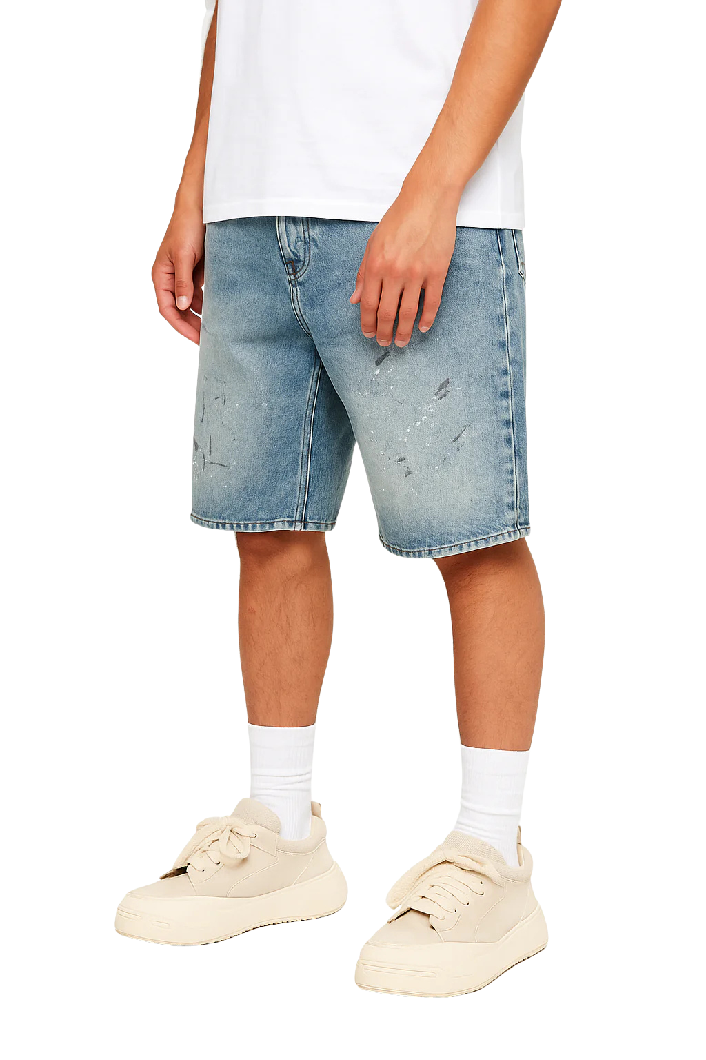 Splatter Denim Shorts