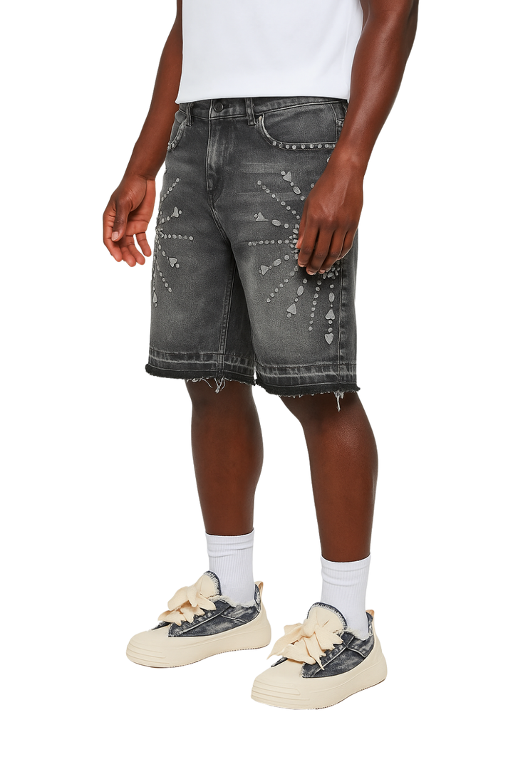 Crystal Burst Denim Shorts