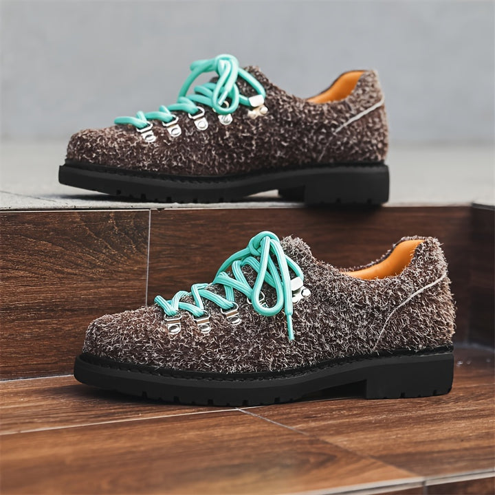 Fuzzy Lace-Up Derby Shoes