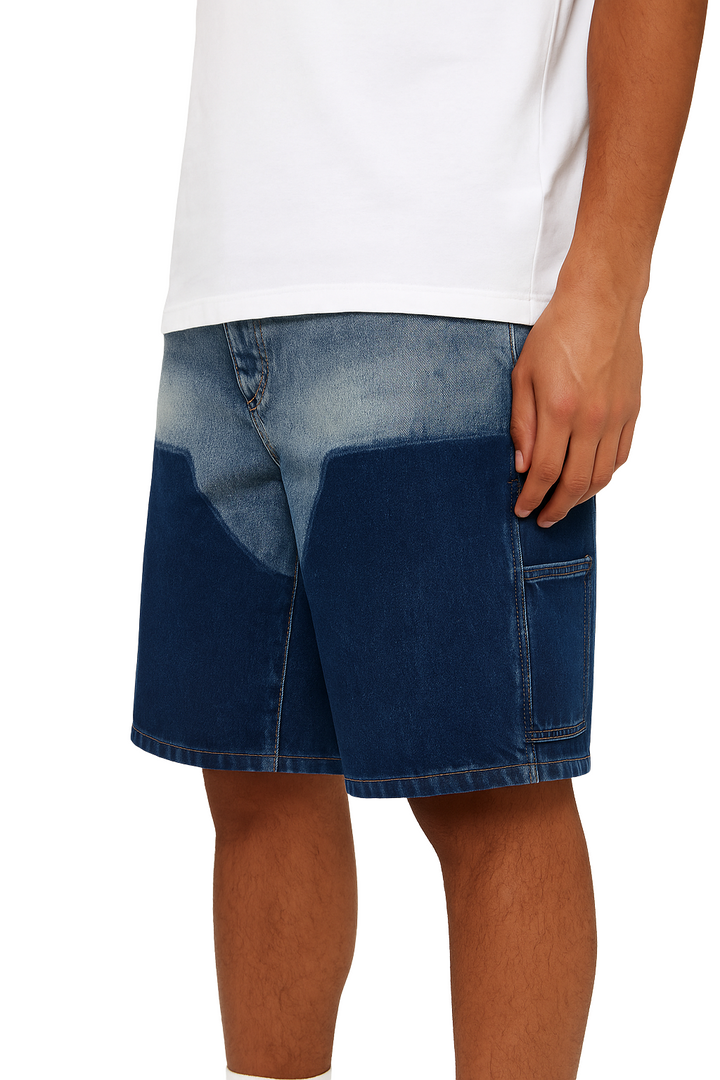 Panel Denim Shorts