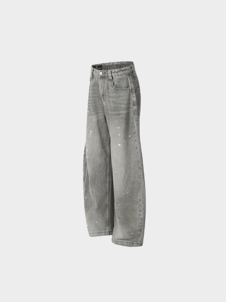 Faded Splatter Wide Jeans
