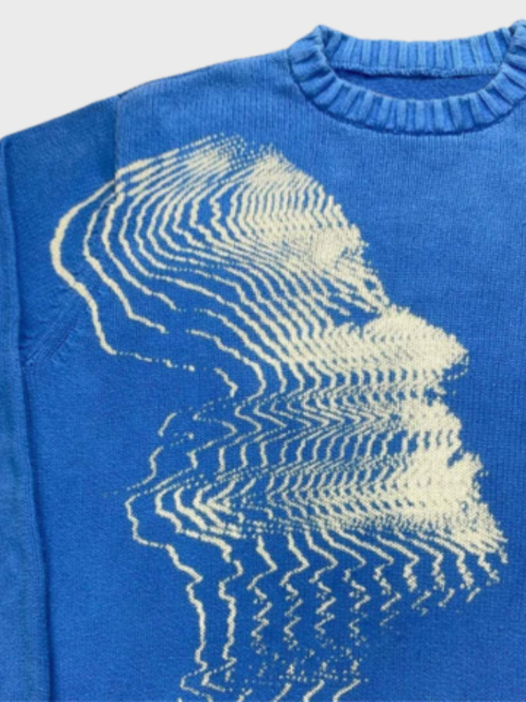 Distorted Face Knit Sweater