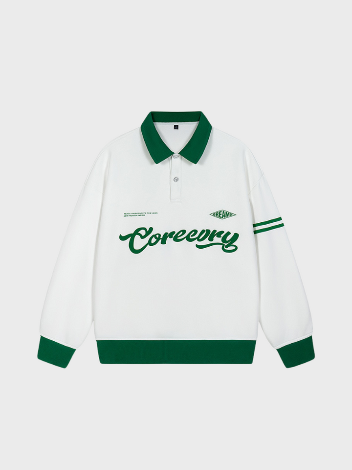 Collar Varsity Polo Sweatshirt
