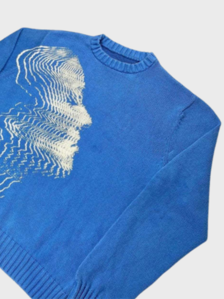 Distorted Face Knit Sweater
