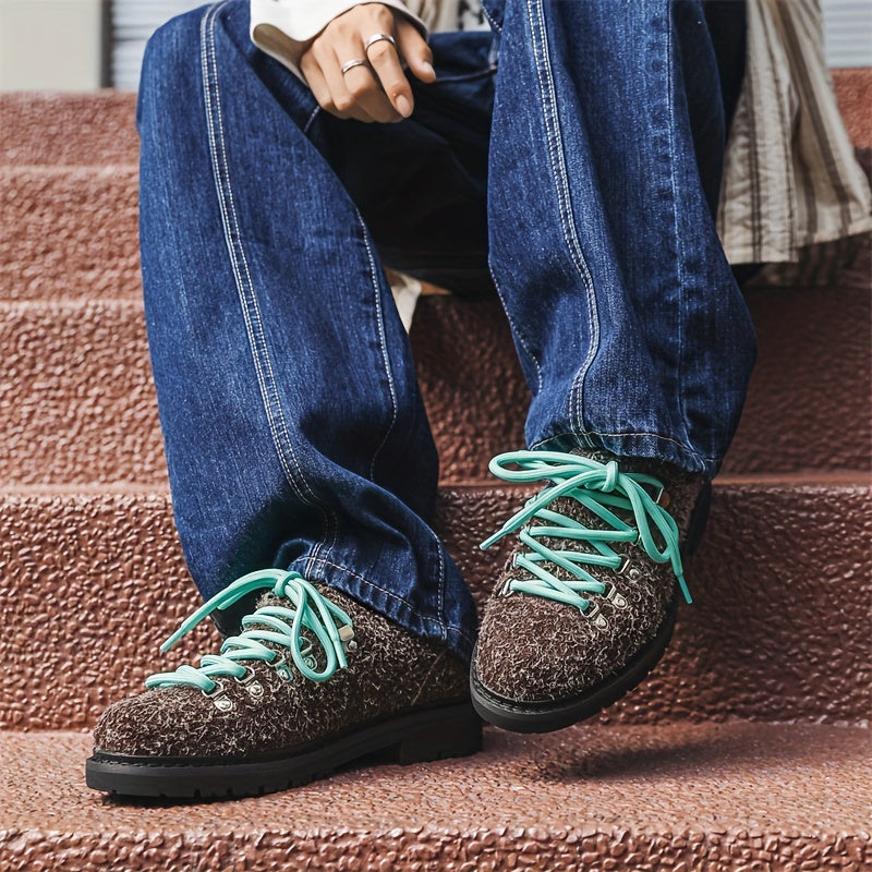 Fuzzy Lace-Up Derby Shoes