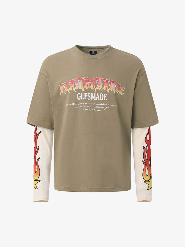 Glfsmade Flame Gradient Letter Long Sleeve