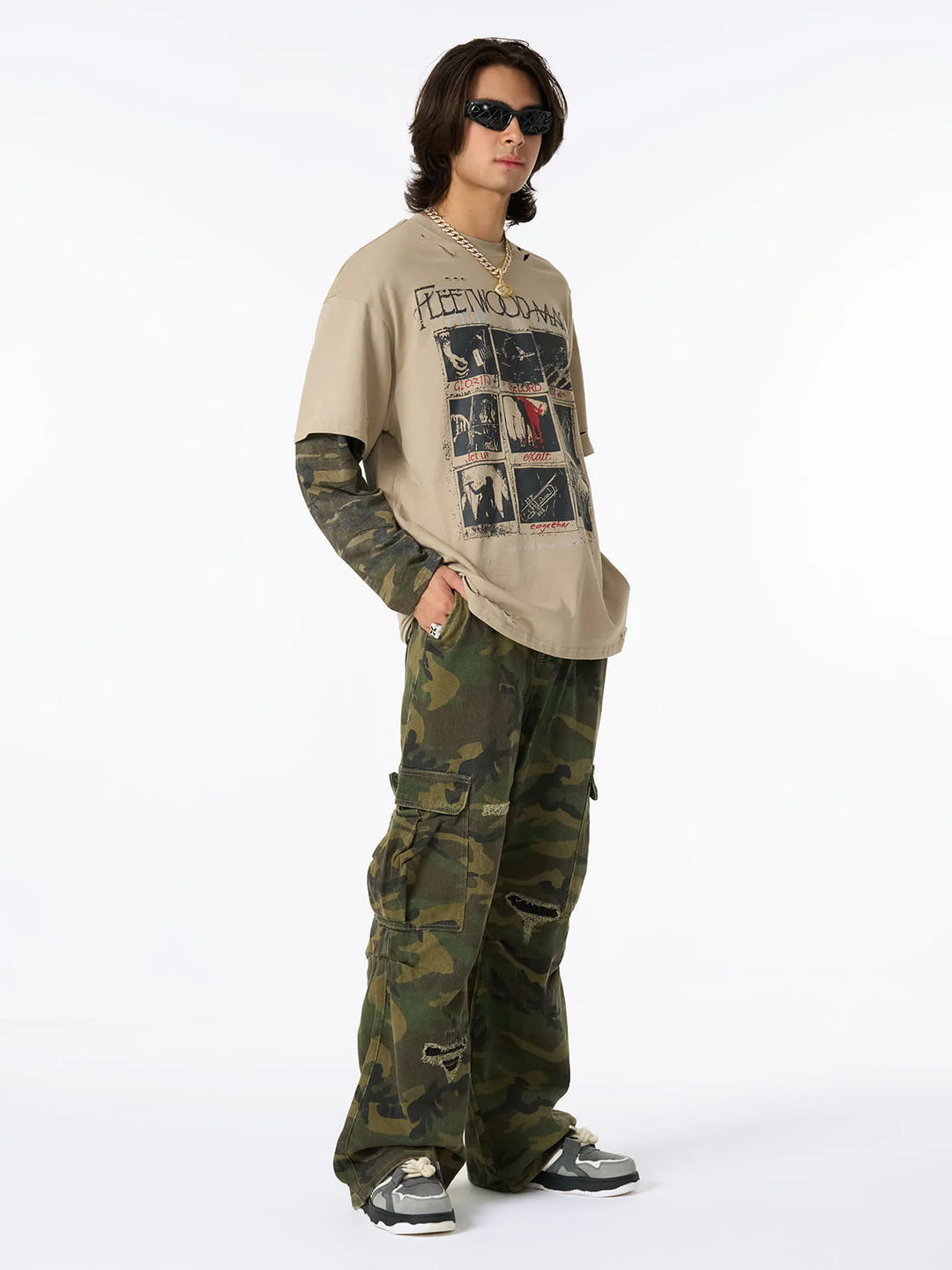 Fleetwood Mac Camo Layered Long Sleeve