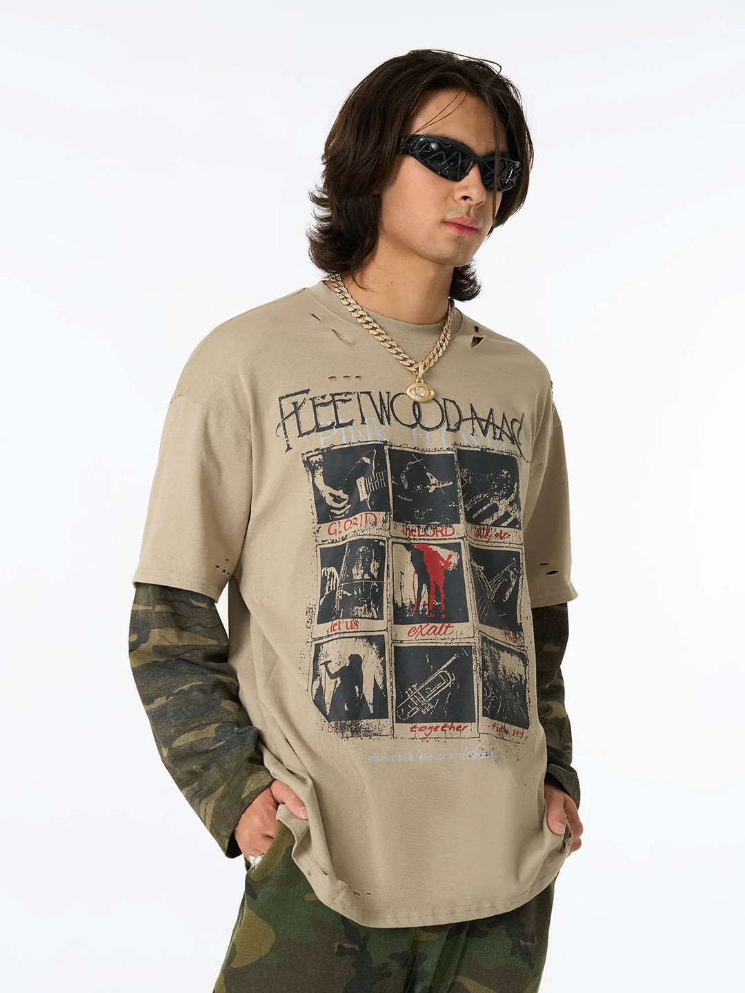Fleetwood Mac Camo Layered Long Sleeve