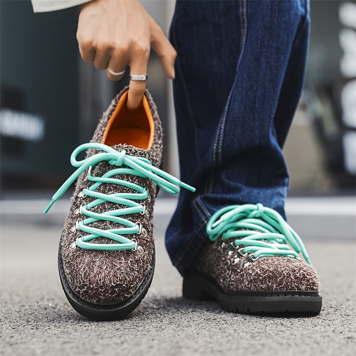 Fuzzy Lace-Up Derby Shoes