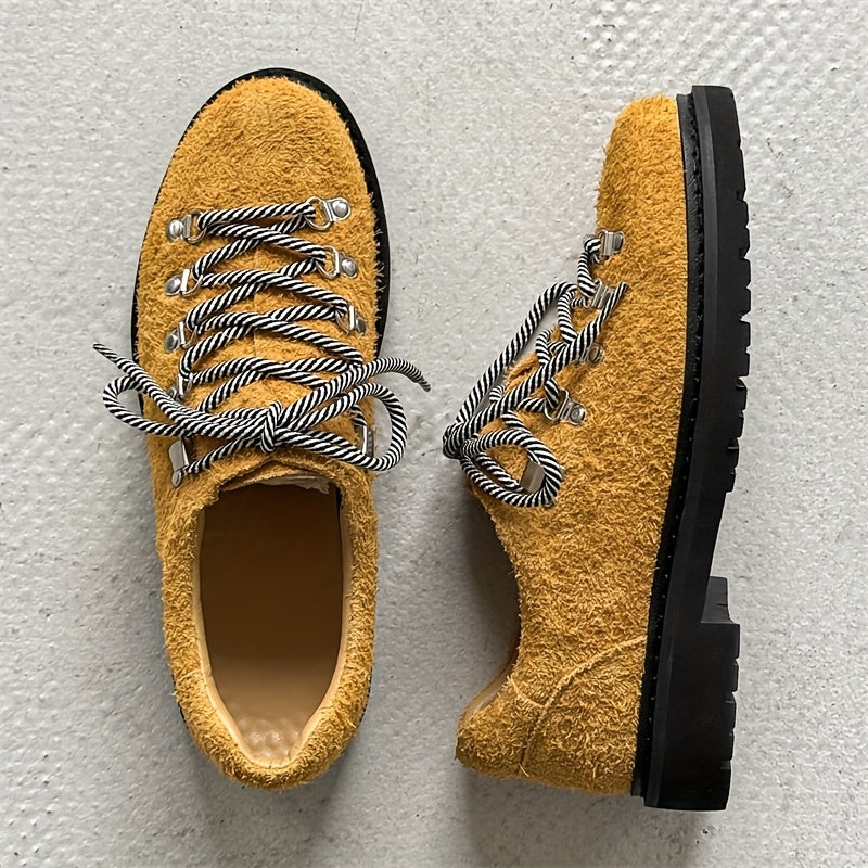 Plush Casual Lace-Up Derby Shoes