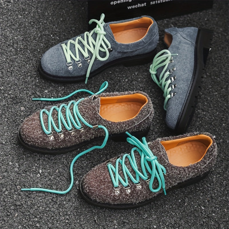 Fuzzy Lace-Up Derby Shoes