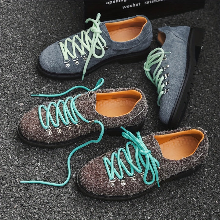 Fuzzy Lace-Up Derby Shoes