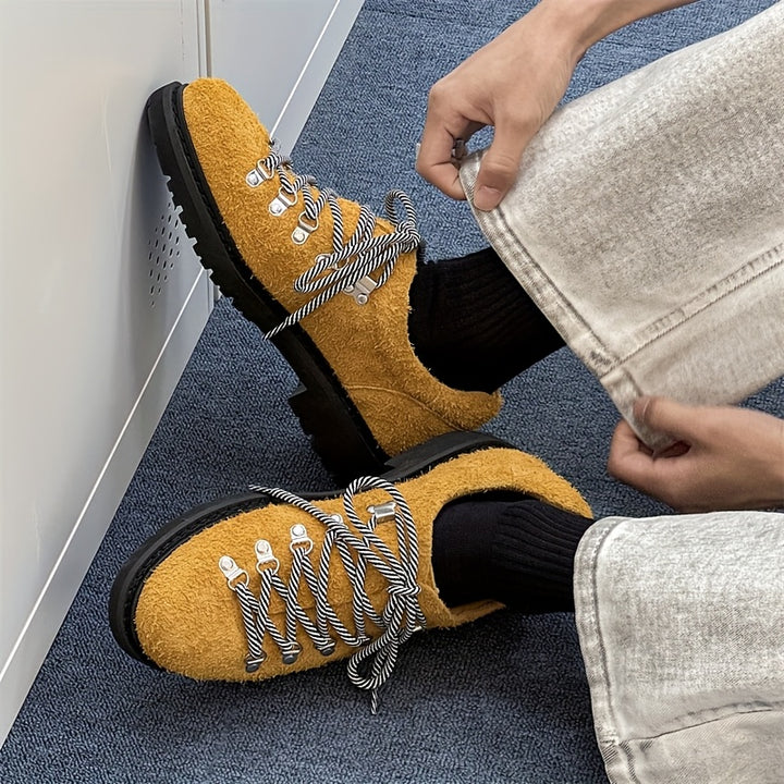 Plush Casual Lace-Up Derby Shoes