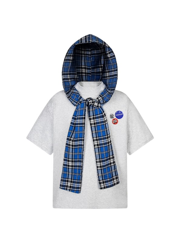 Plaid Hooded Patch Shirt