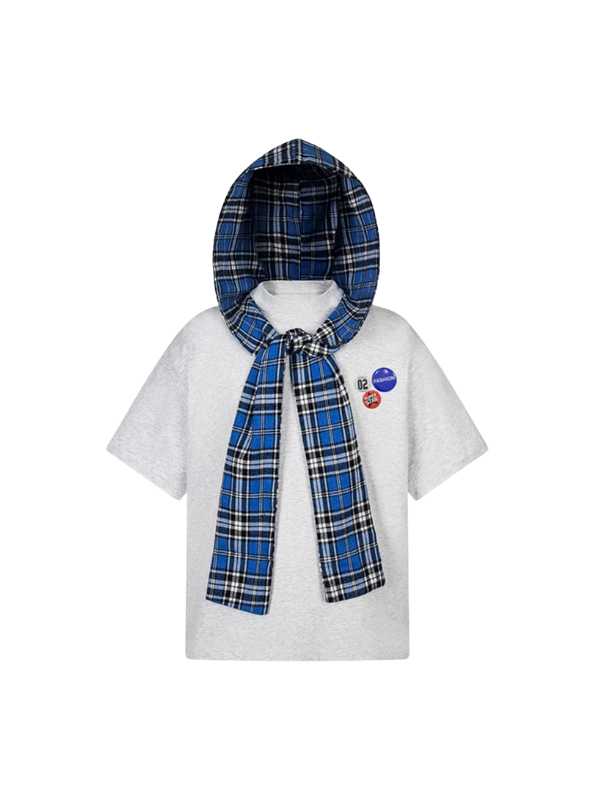 Plaid Hooded Patch Shirt