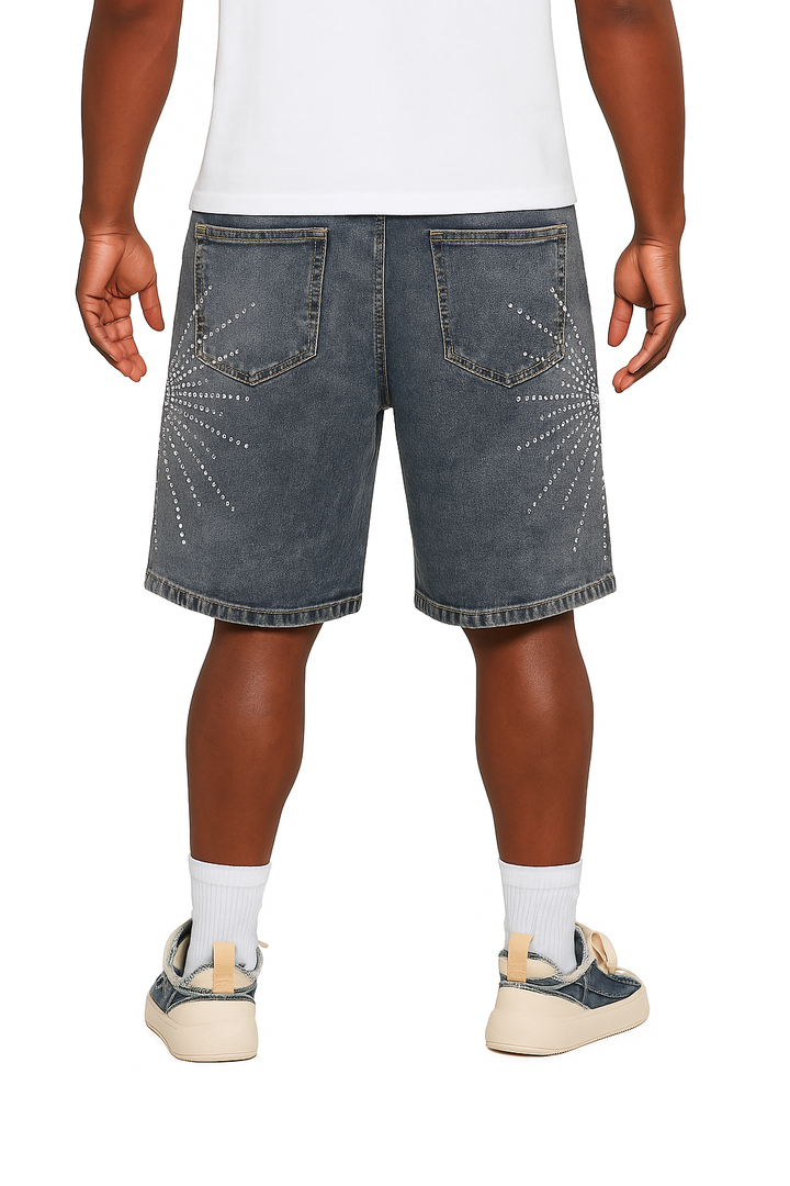 Starburst Rhinestone Denim Shorts