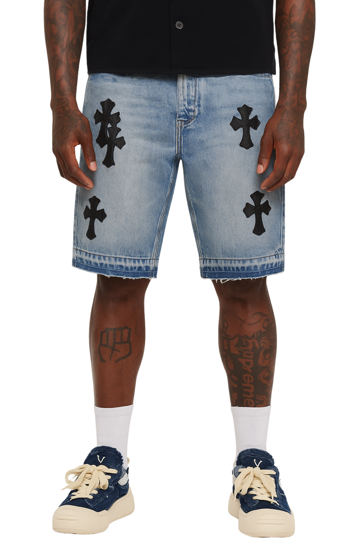 Cross Denim Shorts