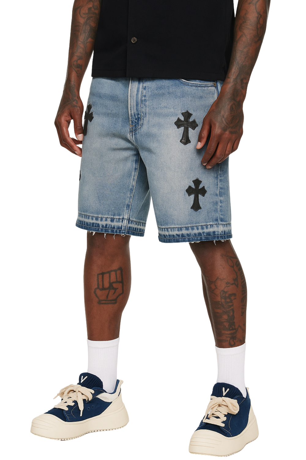 Cross Denim Shorts