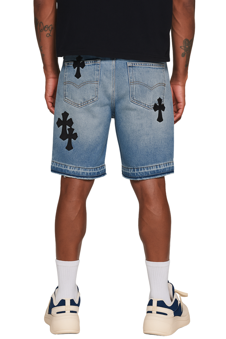 Cross Denim Shorts