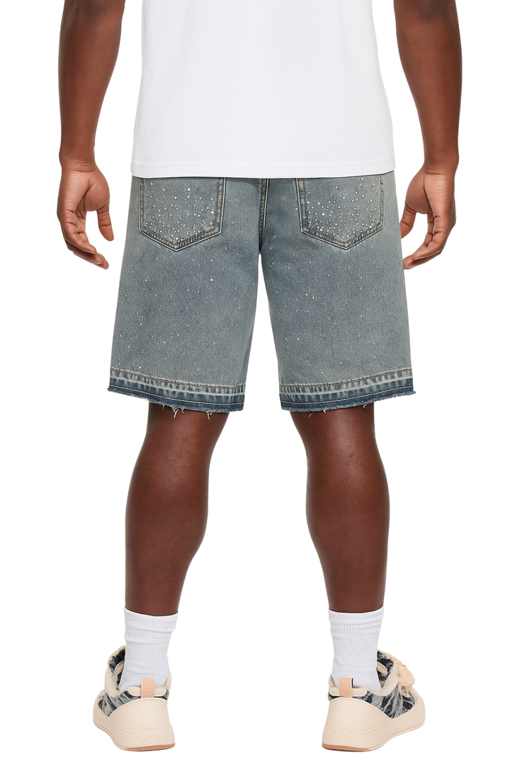 Crystal Cross Denim Shorts