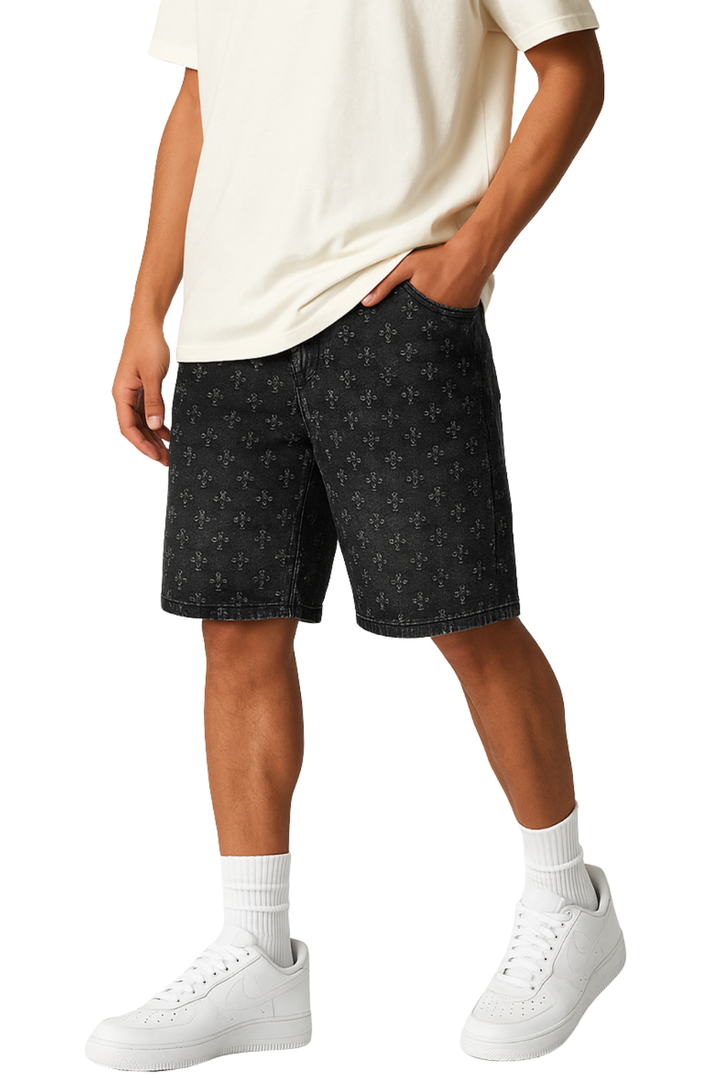 Embroidered Denim Shorts