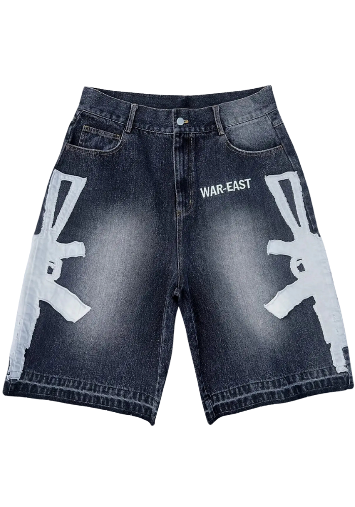Graphic Denim Shorts