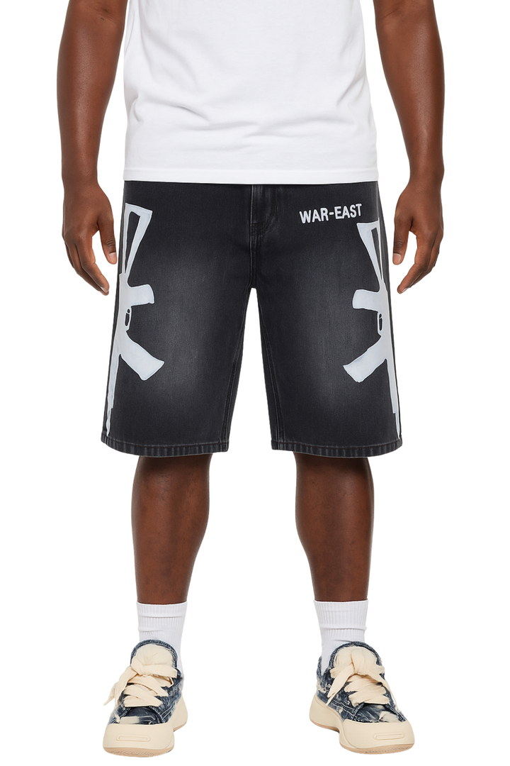 Graphic Denim Shorts