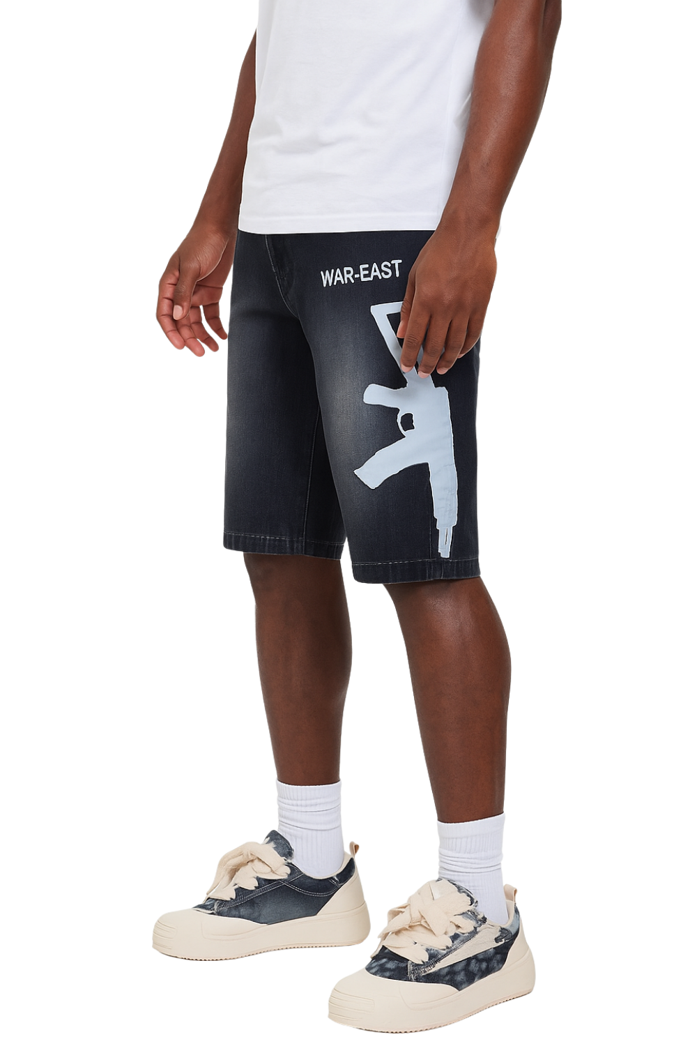 Graphic Denim Shorts