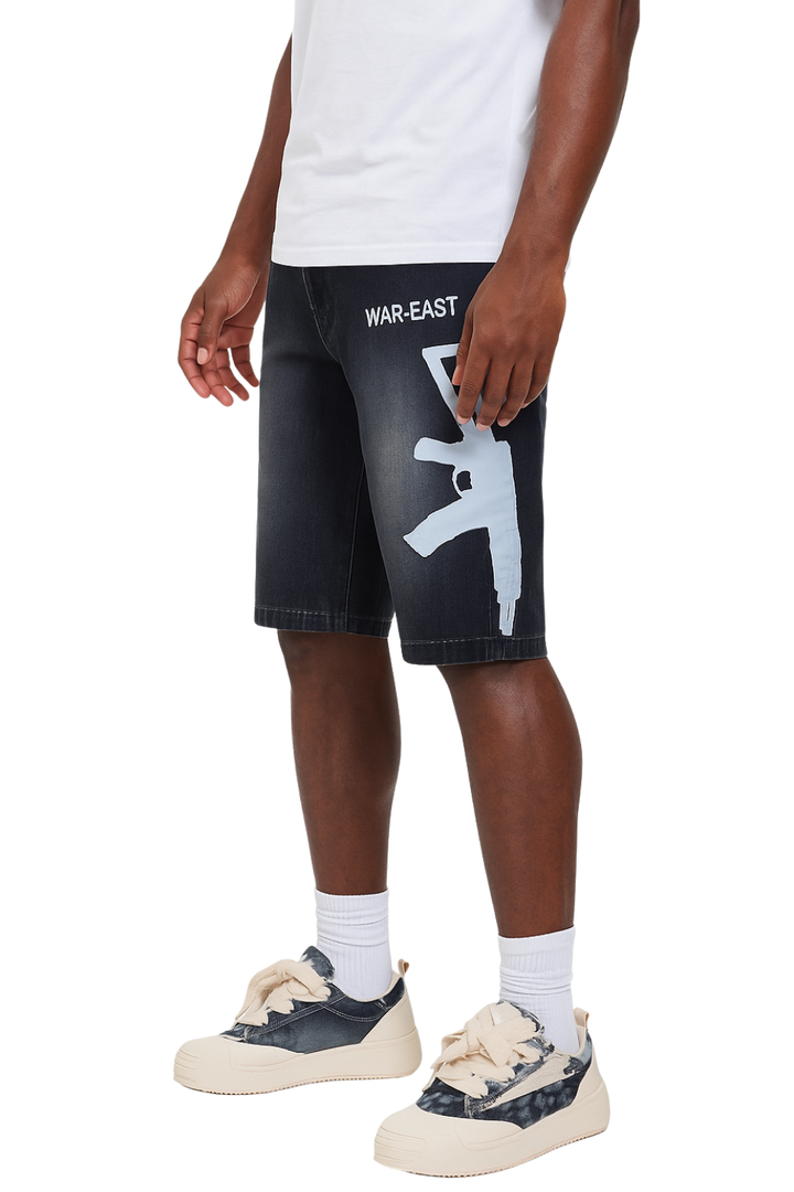 Graphic Denim Shorts