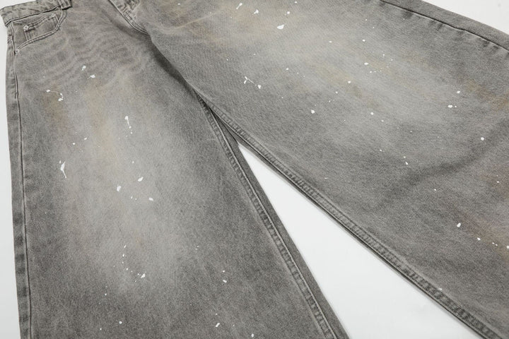 Faded Splatter Wide Jeans