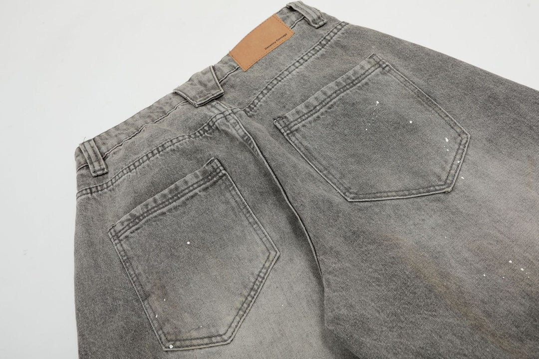 Faded Splatter Wide Jeans