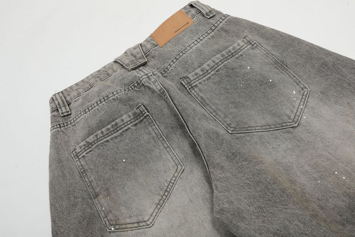 Faded Splatter Wide Jeans