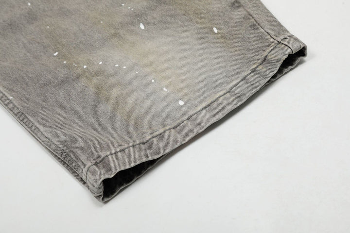 Faded Splatter Wide Jeans