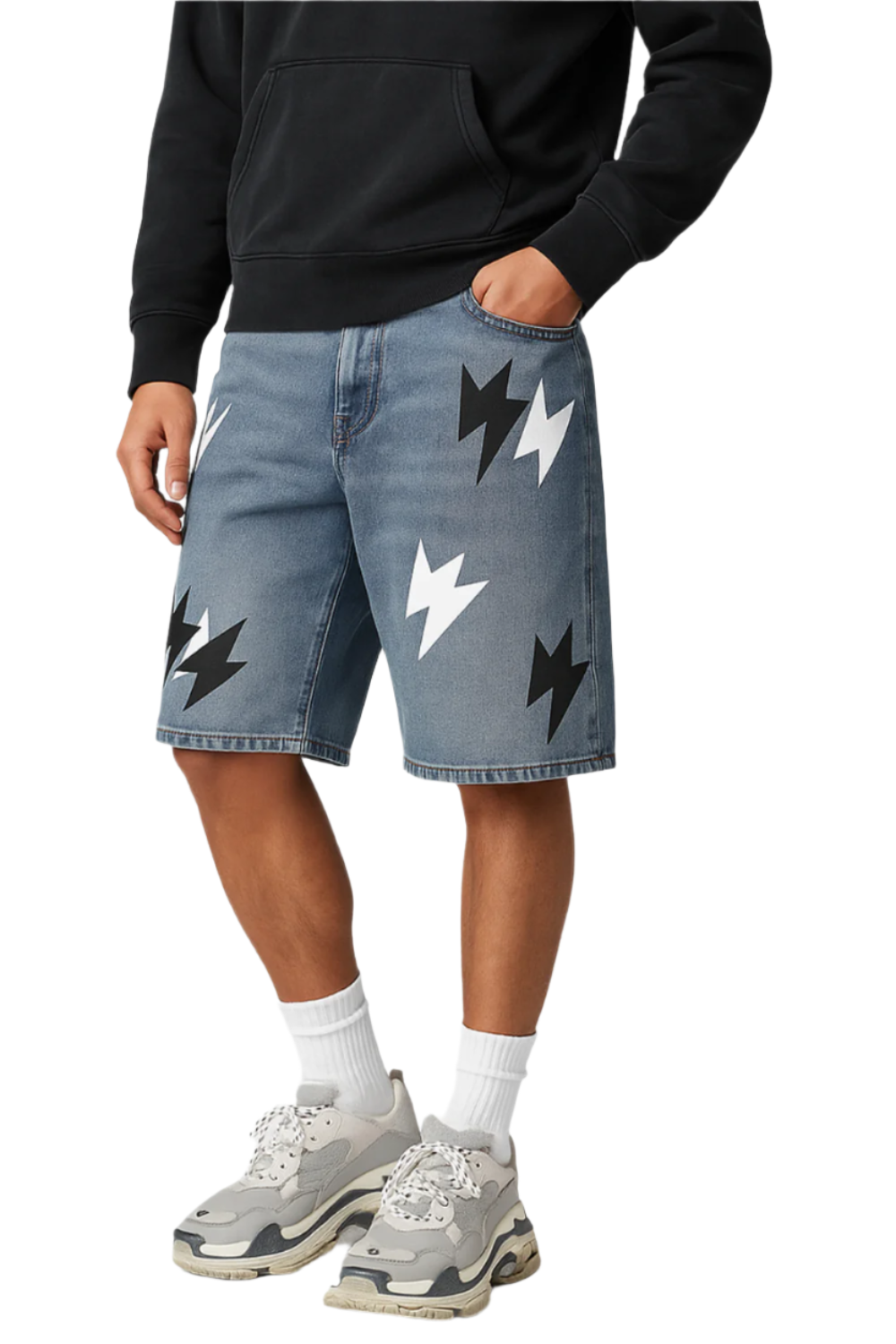 Lightning Denim Shorts