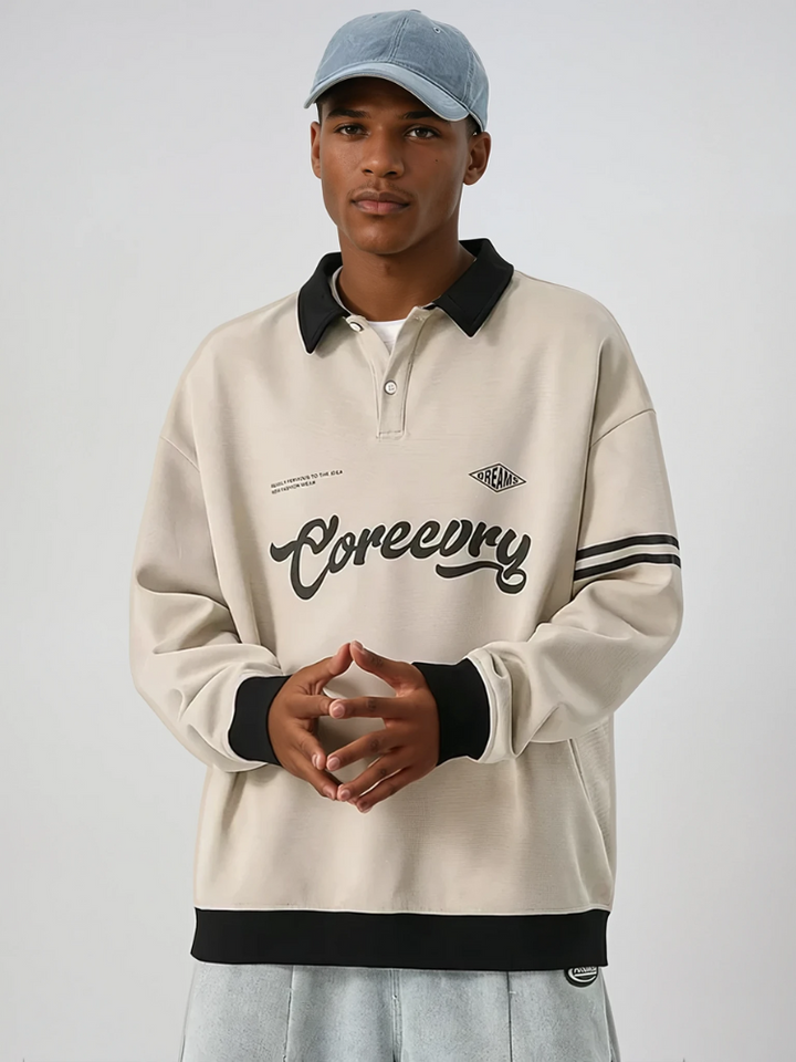 Collar Varsity Polo Sweatshirt