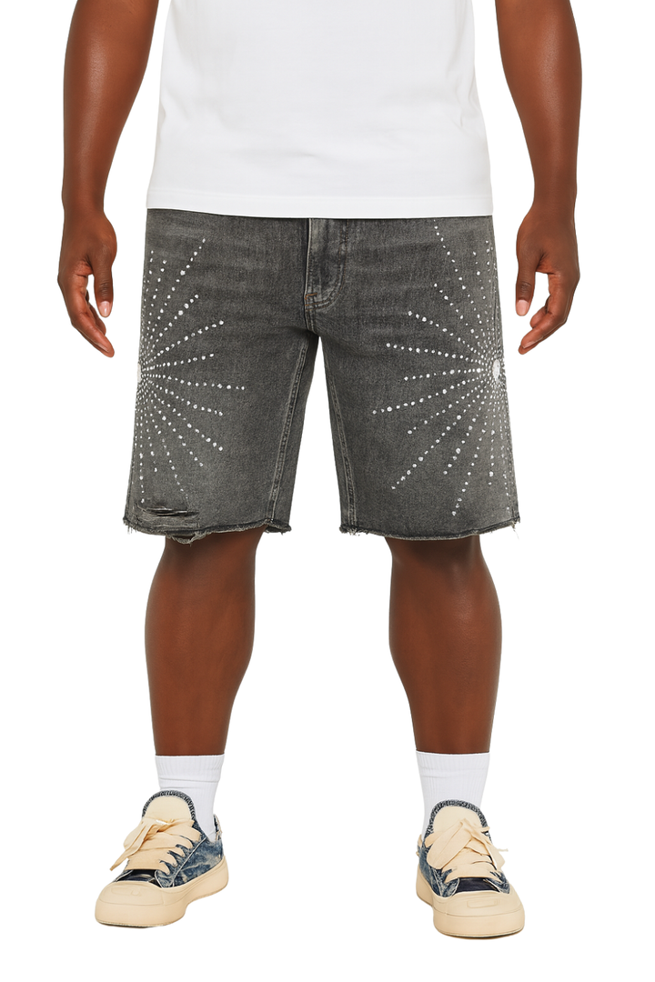 Starburst Rhinestone Denim Shorts