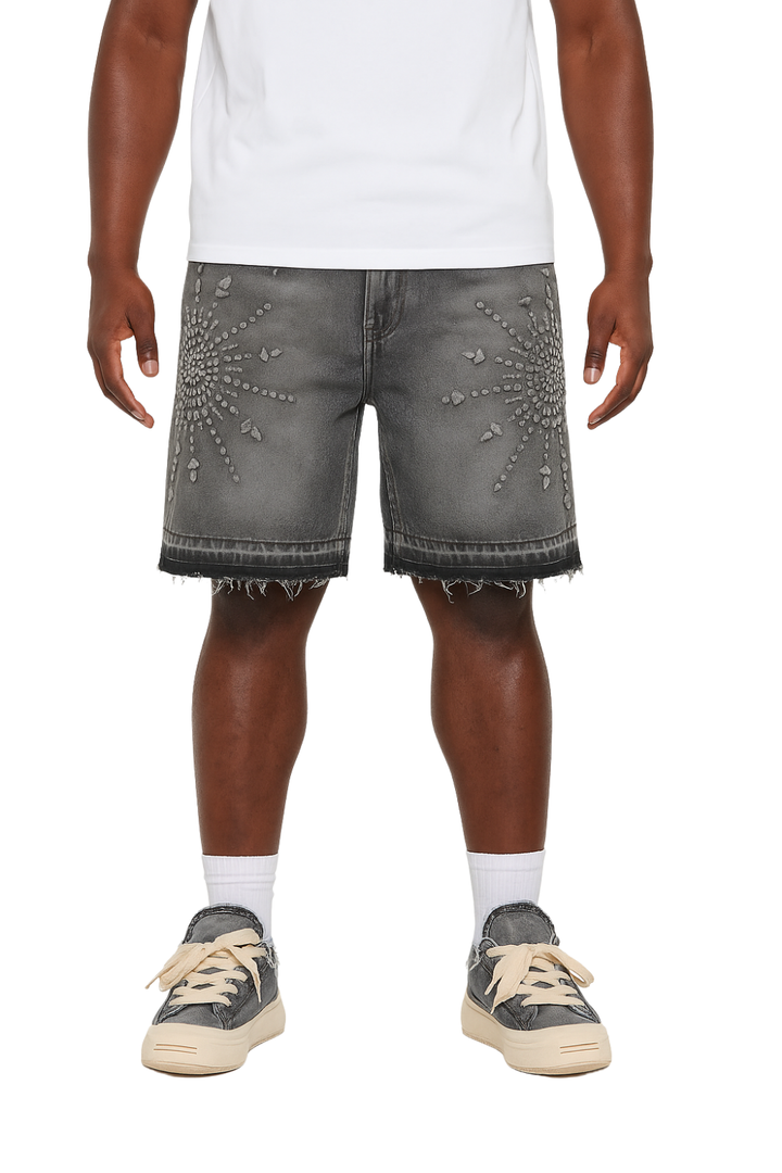 Crystal Burst Denim Shorts