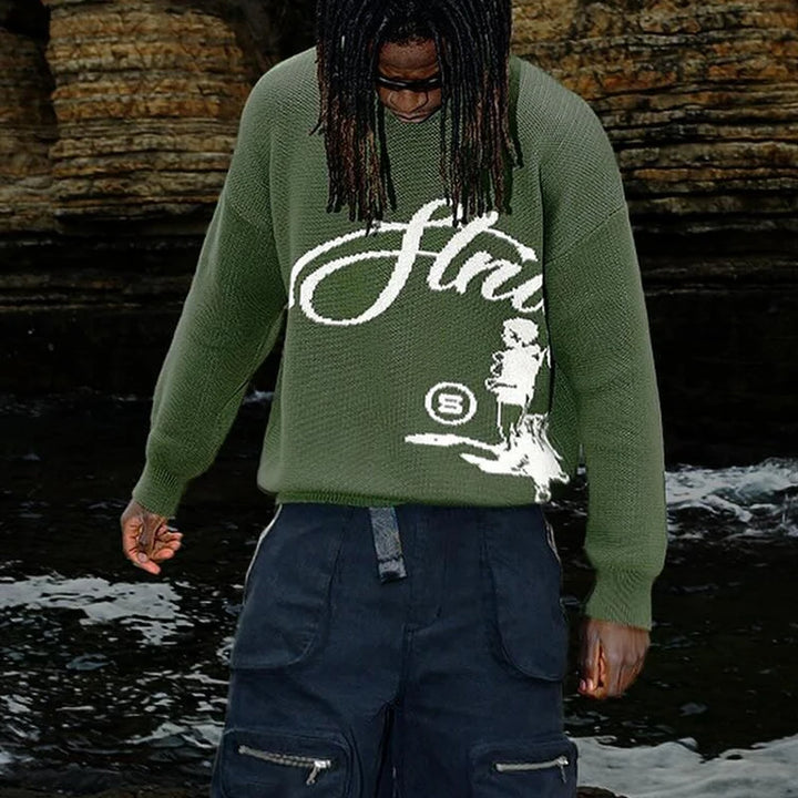 Abstract Graphic Knit Sweater
