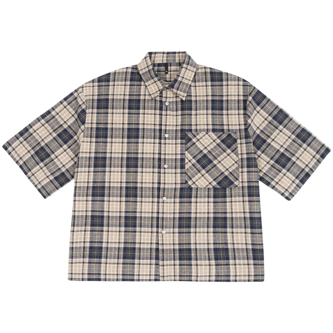 Retro Grid Button Shirt