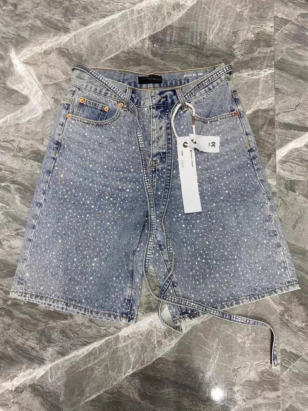 Stone Denim Shorts